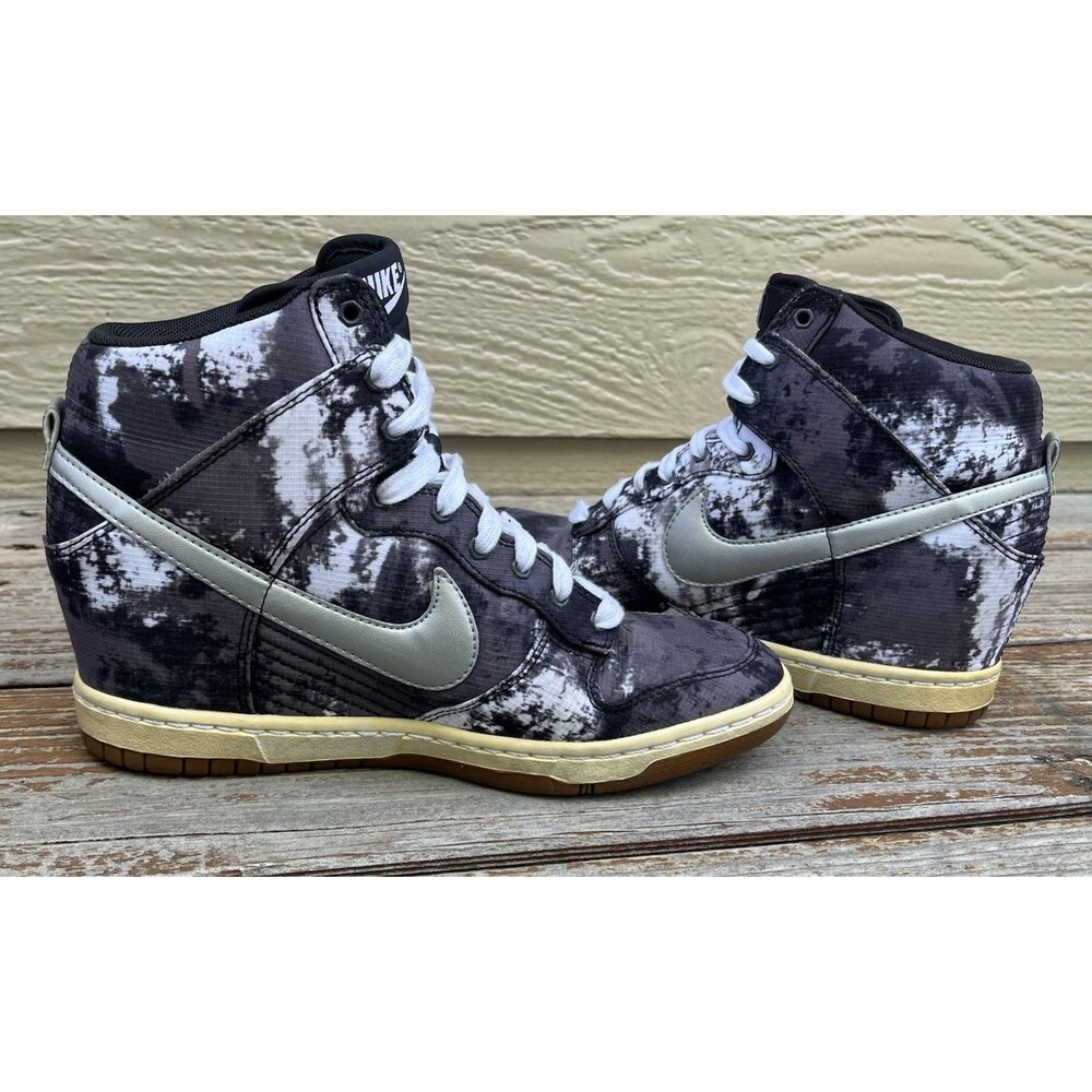 Nike Dunk Sky Hi High Women's 8 Hidden Wedge Sneakers Black/Gray 543258-004 - Picture 7 of 12
